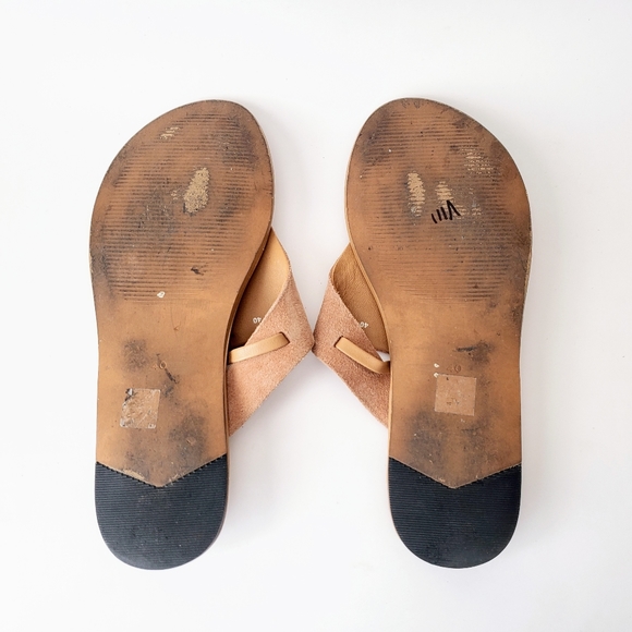Anthropologie Lace-Up Casual Tan Brown Suede Leather Flip Flop Thong Sandals 10 - Picture 13 of 13